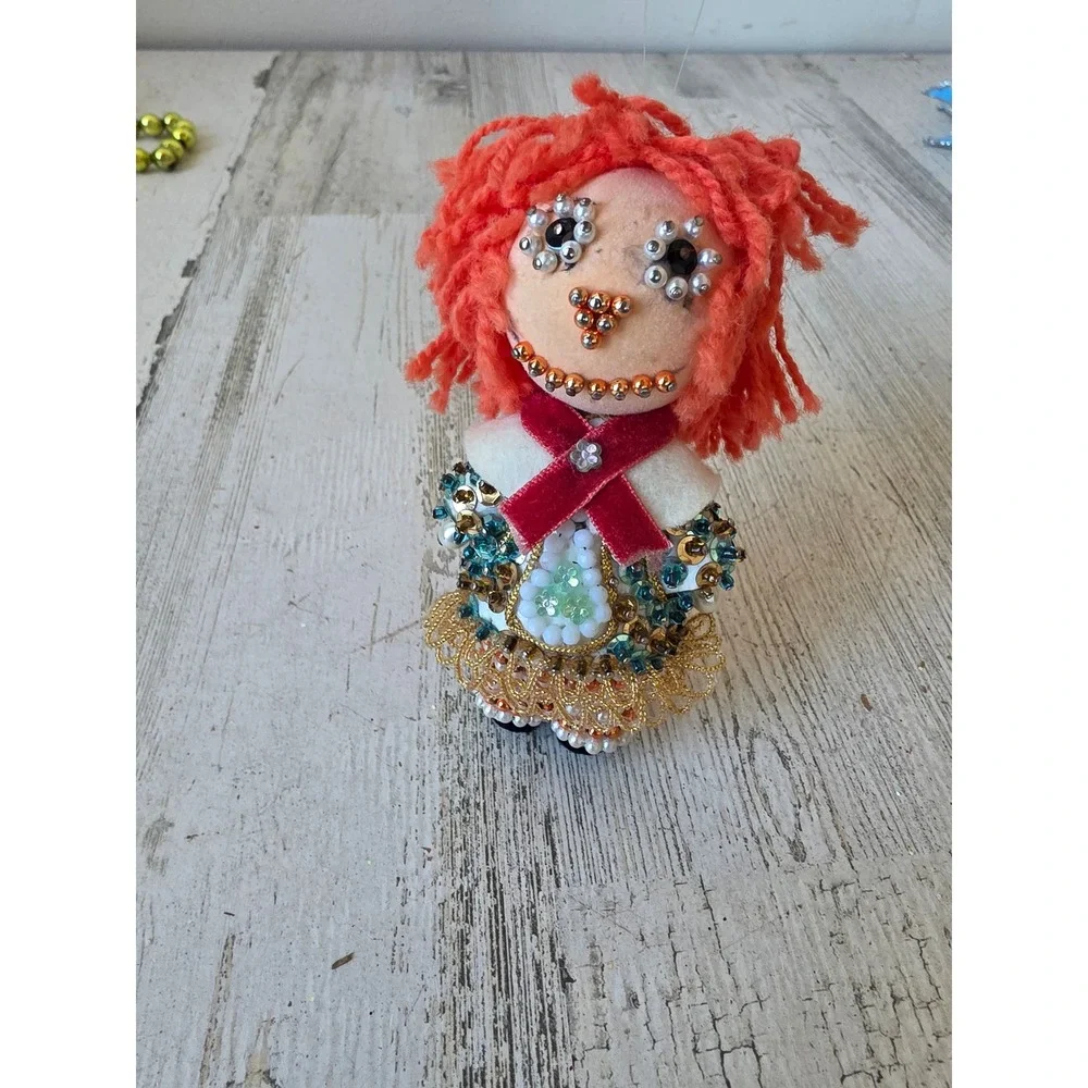 Vintage push pin raggedy and ornament Xmas tree